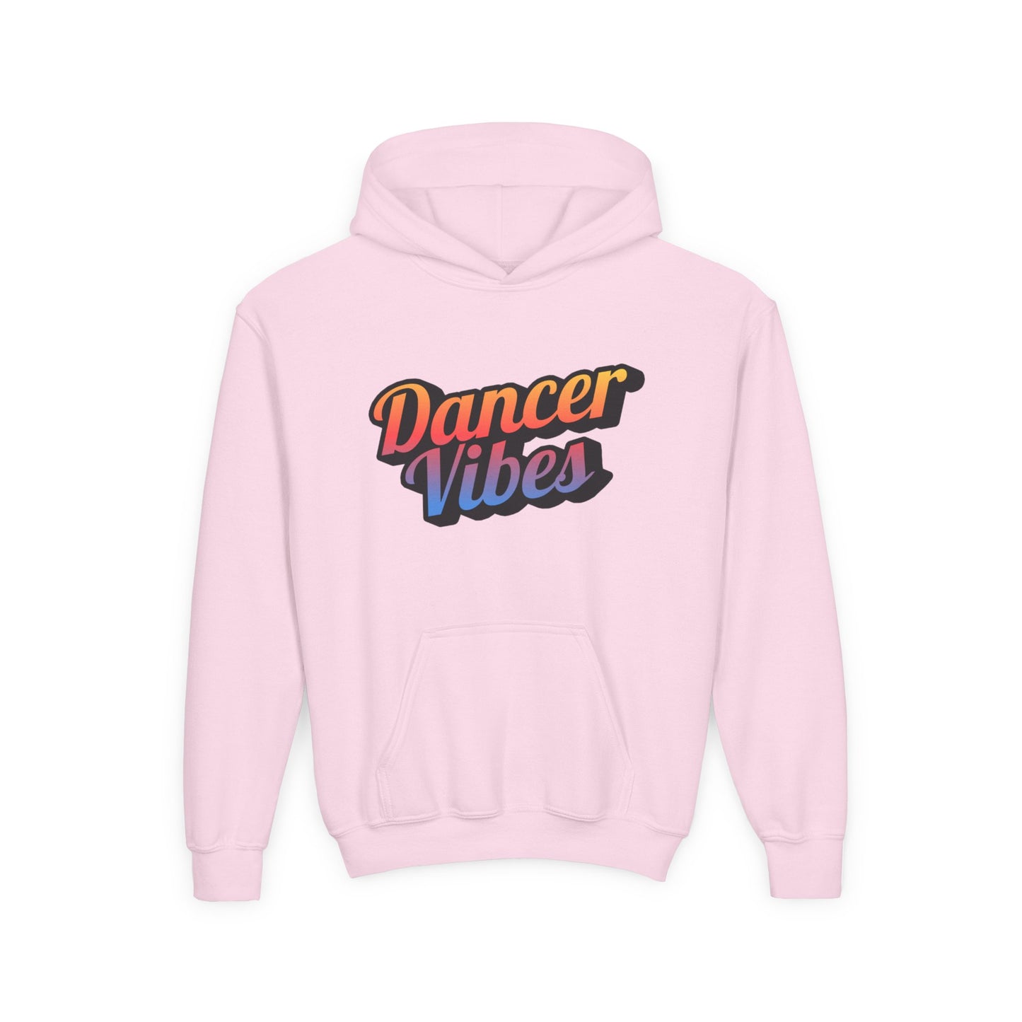 "Dancer Vibes" Youth Hooded Sweatshirt – Retro Text-Based Dance Graphic Hoodie for Kids and Teens