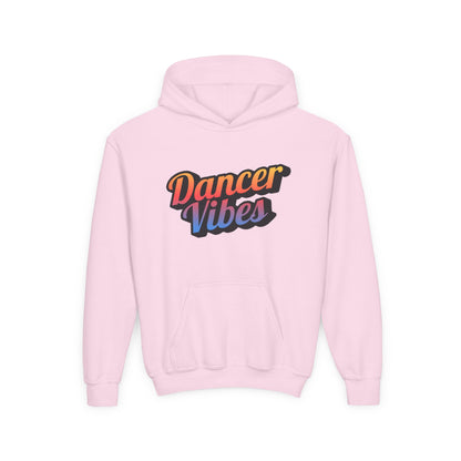 "Dancer Vibes" Youth Hooded Sweatshirt – Retro Text-Based Dance Graphic Hoodie for Kids and Teens