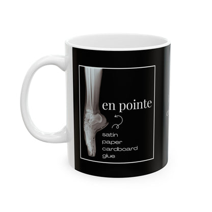 “I Dance En Pointe” Accent Coffee Mug – Ballet-Themed Personalized Mug with X-Ray Foot Design for Dancers, Teachers, and Ballet Lovers