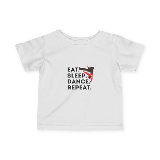 "Eat, Sleep, Dance, Repeat" Infant Fine Jersey Tee – Bold B-Boy Baby Dance T-Shirt for Hip-Hop Loving Little Movers