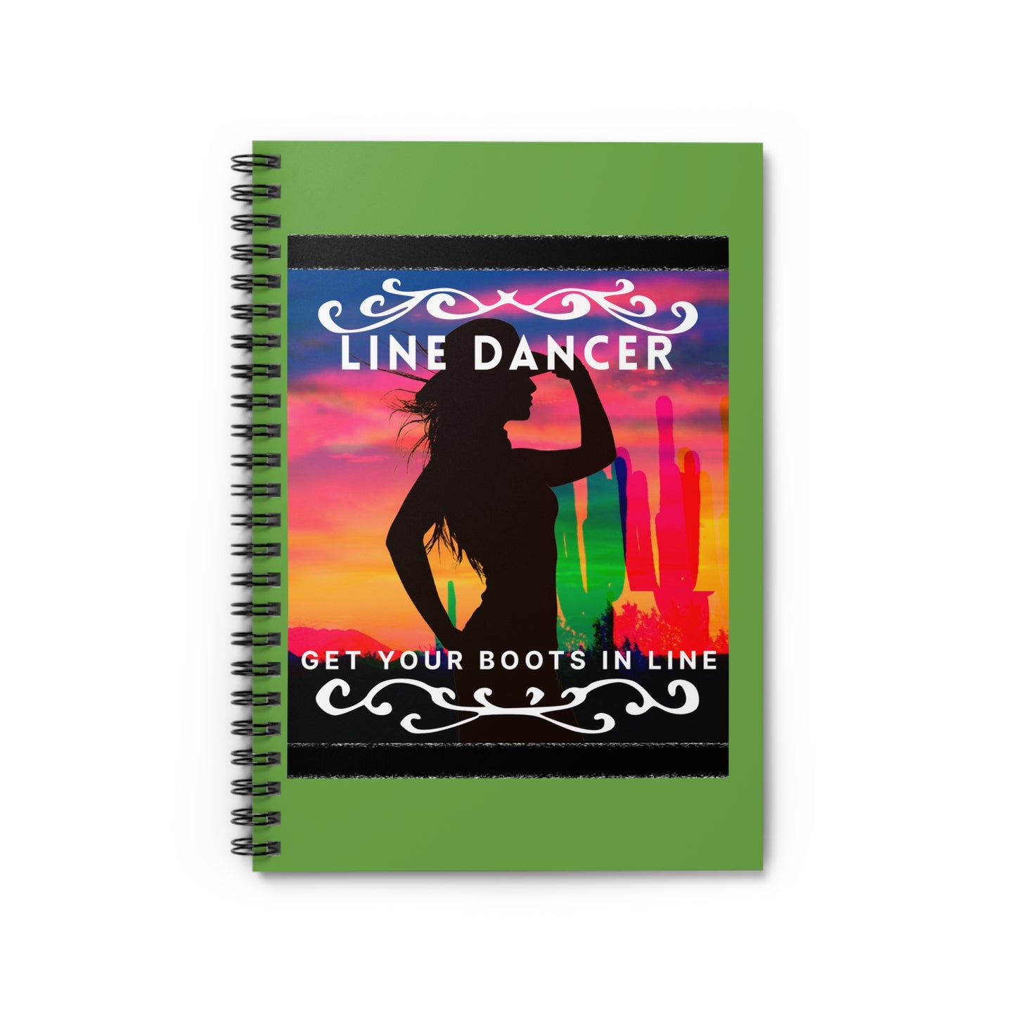 "Line Dancer, Get Your Boots in Line" Western-Inspired Design – Spiral Dance Notebook for Journaling, Class Notes & Choreo Planning
