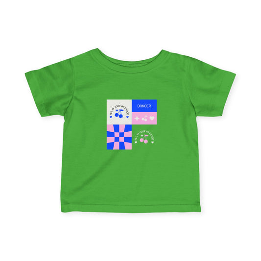 "Dancer – All in Your Attitude" Retro Dance Graphic Infant Fine Jersey Tee – Baby Dance T-Shirt for Confident Little Movers