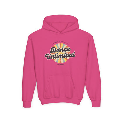 "Dance Unlimited - Potential & Growth" Youth Hooded Sweatshirt – Retro Dance Graphic Hoodie for Kids and Teens