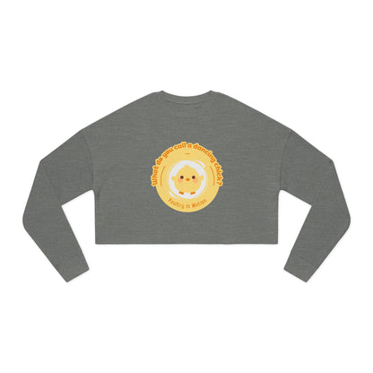 "What do you call a dancing chick? Poultry in Motion" – Women’s Cropped Dance Sweatshirt | Funny Dancing Chick Pullover with Cute Chicken Graphic