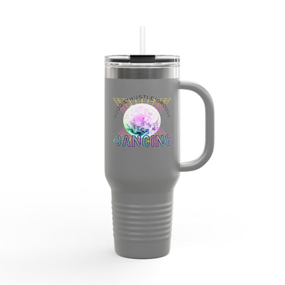 "Boogie, Hustle, Groove - Dancing" 40oz Insulated Travel Mug – Disco Dance Theme Stainless Steel Tumbler with Lid & Straw | Jeté Dance Shop