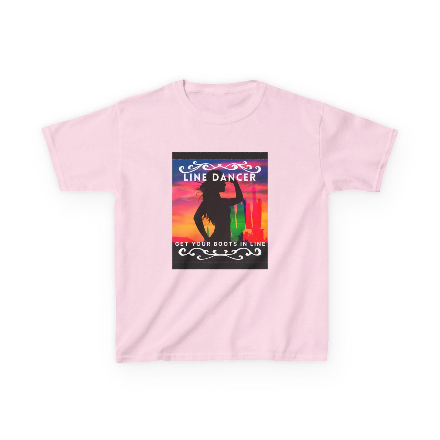 "Line Dancer – Get Your Boots in Line" Youth Short Sleeve Tee – Western-Inspired Country Dance Shirt for Kids