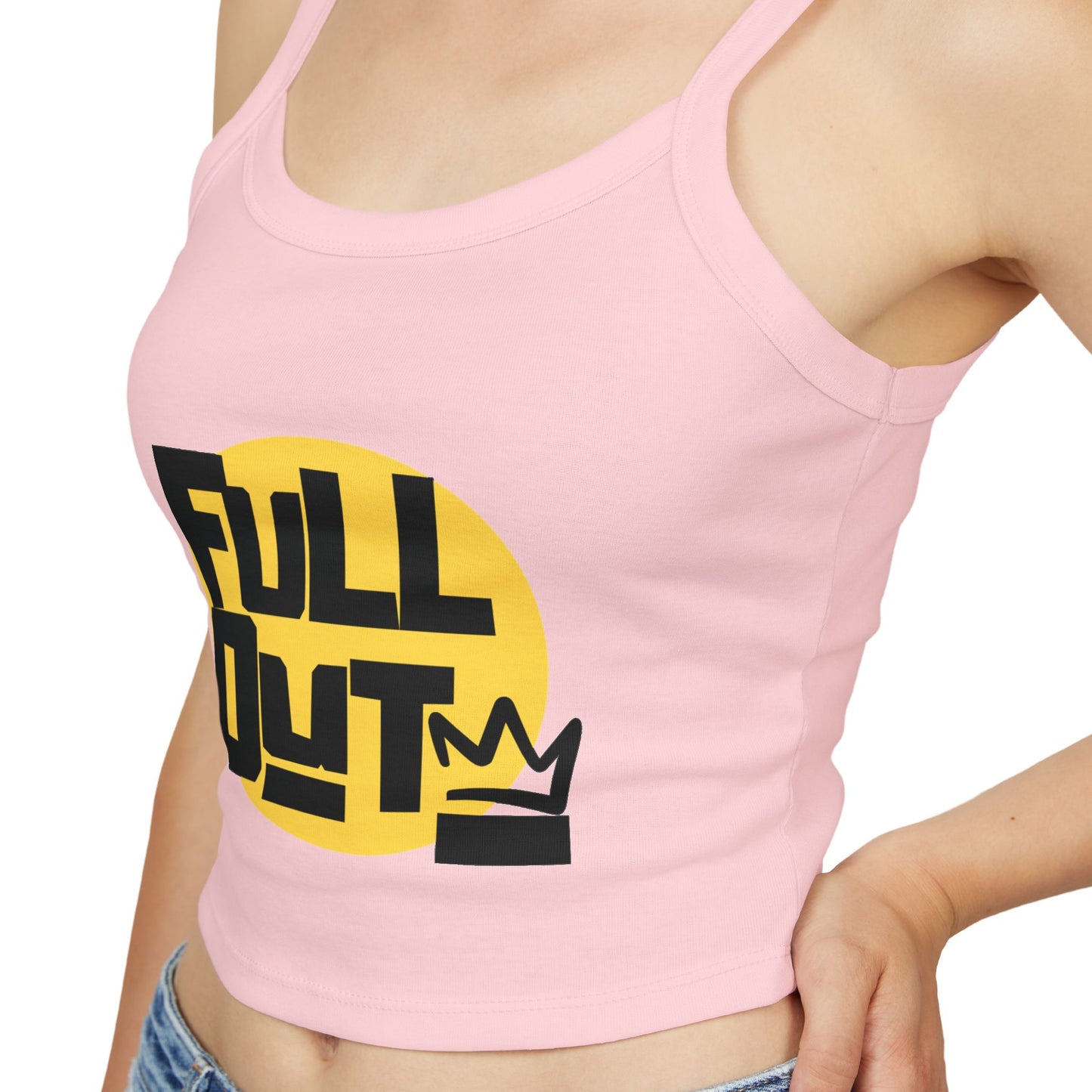 "Full Out" Women’s Spaghetti Strap Tank Top – Bold Streetwear-Inspired Dance Graphic | Trendy Dancewear for Performers, Classes & Everyday Style