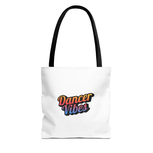 "Dancer Vibes" Canvas Tote Bag – Bold Dance-Themed Text Graphic Bag for Dancers, Students & Everyday Use
