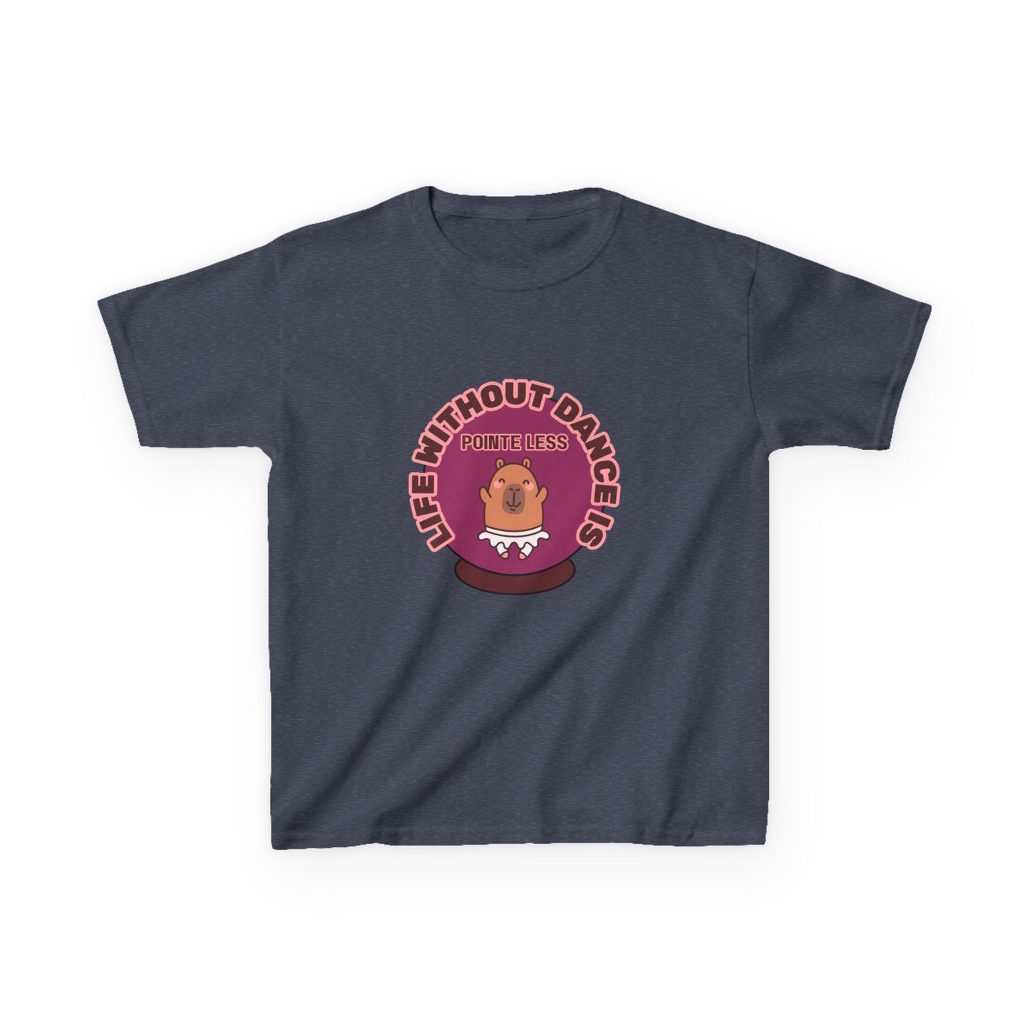 "Life Without Dance Is Pointeless" Youth Dance T-Shirt – Cute Capybara Ballerina Graphic Tee for Kids