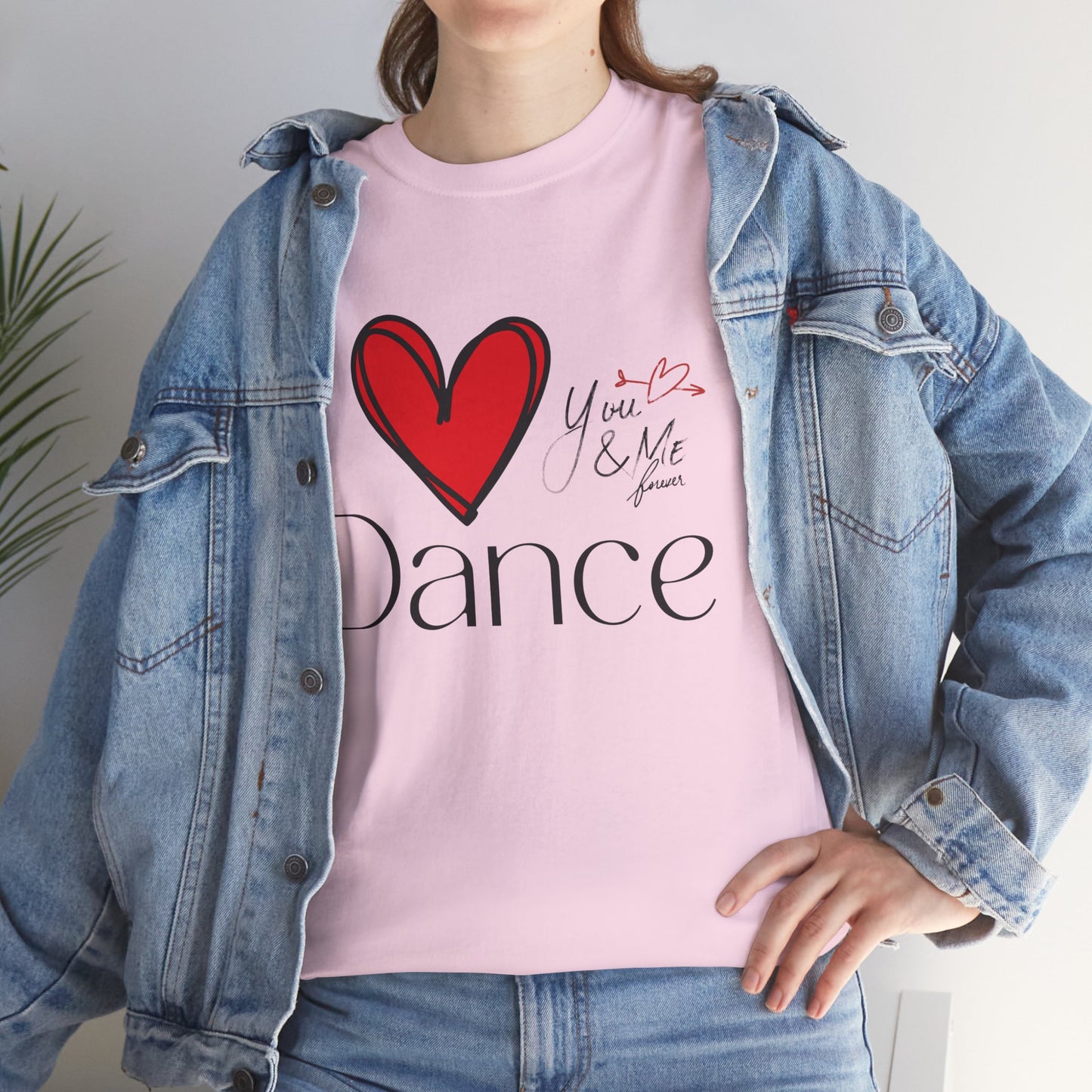 "I Love Dance" Unisex Heavy Cotton Tee – Hand-Drawn Heart & Note Graphic Dance Lover T-Shirt