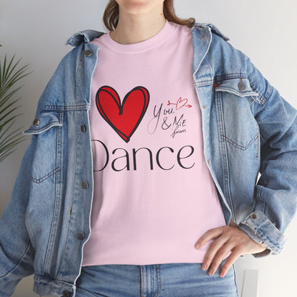 "I Love Dance" Unisex Heavy Cotton Tee – Hand-Drawn Heart & Note Graphic Dance Lover T-Shirt