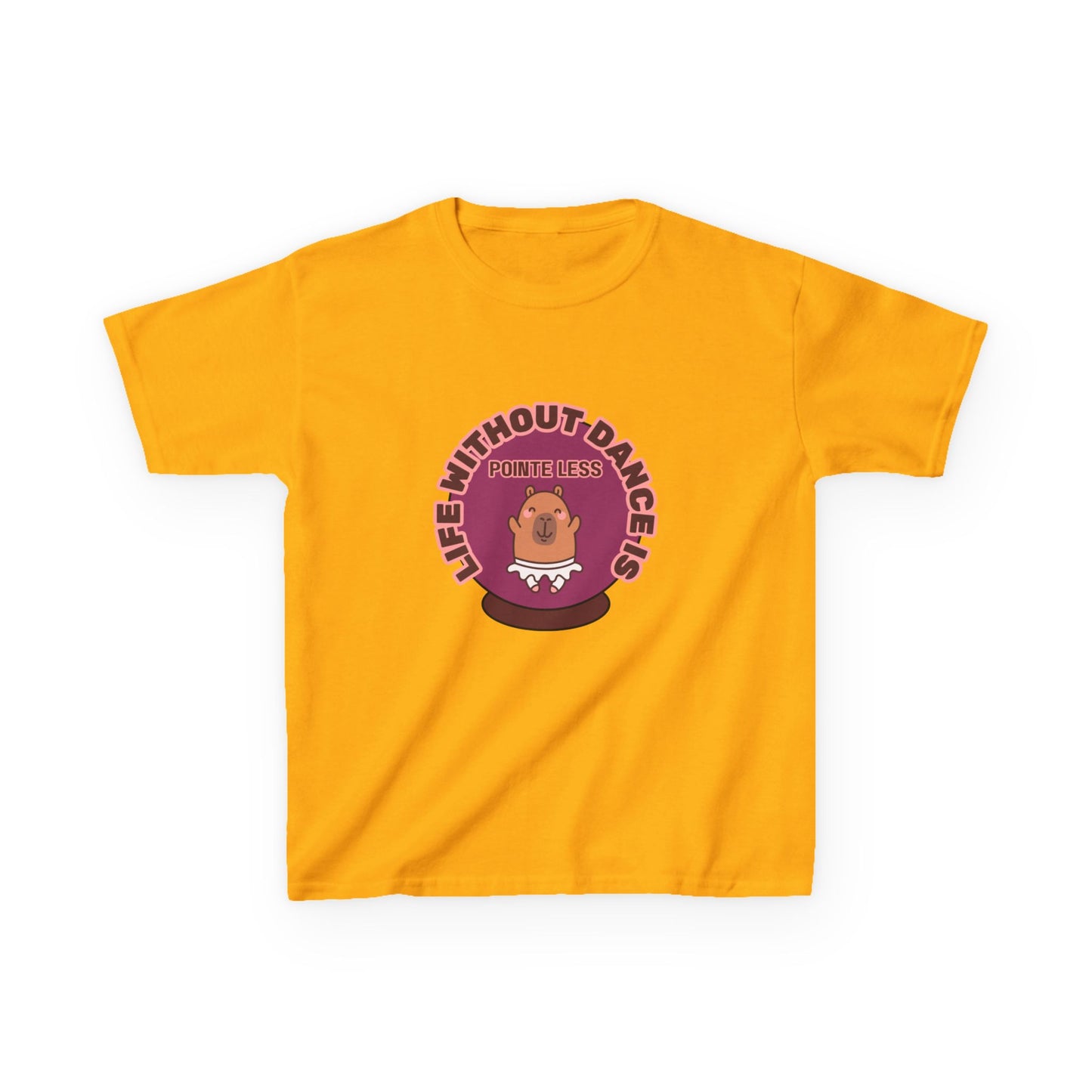 "Life Without Dance Is Pointeless" Youth Dance T-Shirt – Cute Capybara Ballerina Graphic Tee for Kids