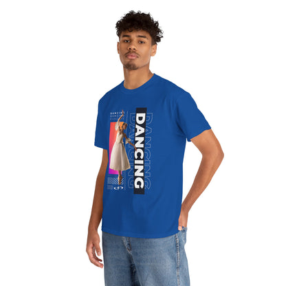 “Dancing” Streetwear-Inspired Female Dancer Unisex Heavy Cotton Tee – Urban Dance Graphic T-Shirt for Performers and Dance Lovers
