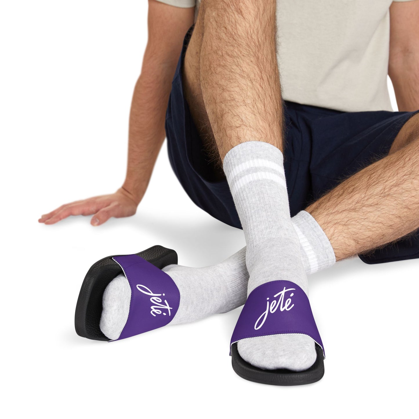 MEN'S SIZES - “Jeté” Official Logo Dance -Inspired Custom Footwear | Men’s Sandal Slides with Removable Straps