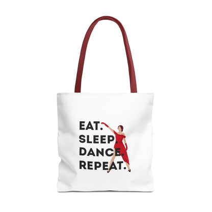 "Eat Sleep Dance Repeat" Canvas Tote Bag – Bold Dancer Graphic Dance Bag for Studio, School & Everyday Use