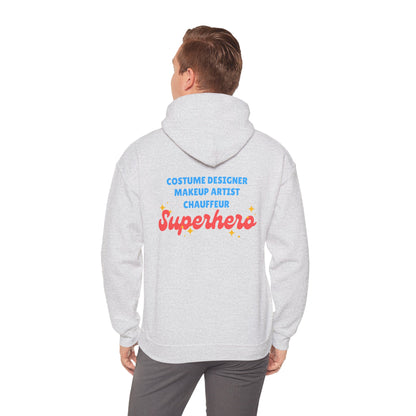 "Dance Mom" Superhero Hoodie – Floral Front Graphic & Fun Back Design | Unisex Hooded Sweatshirt for Proud Dance Parents