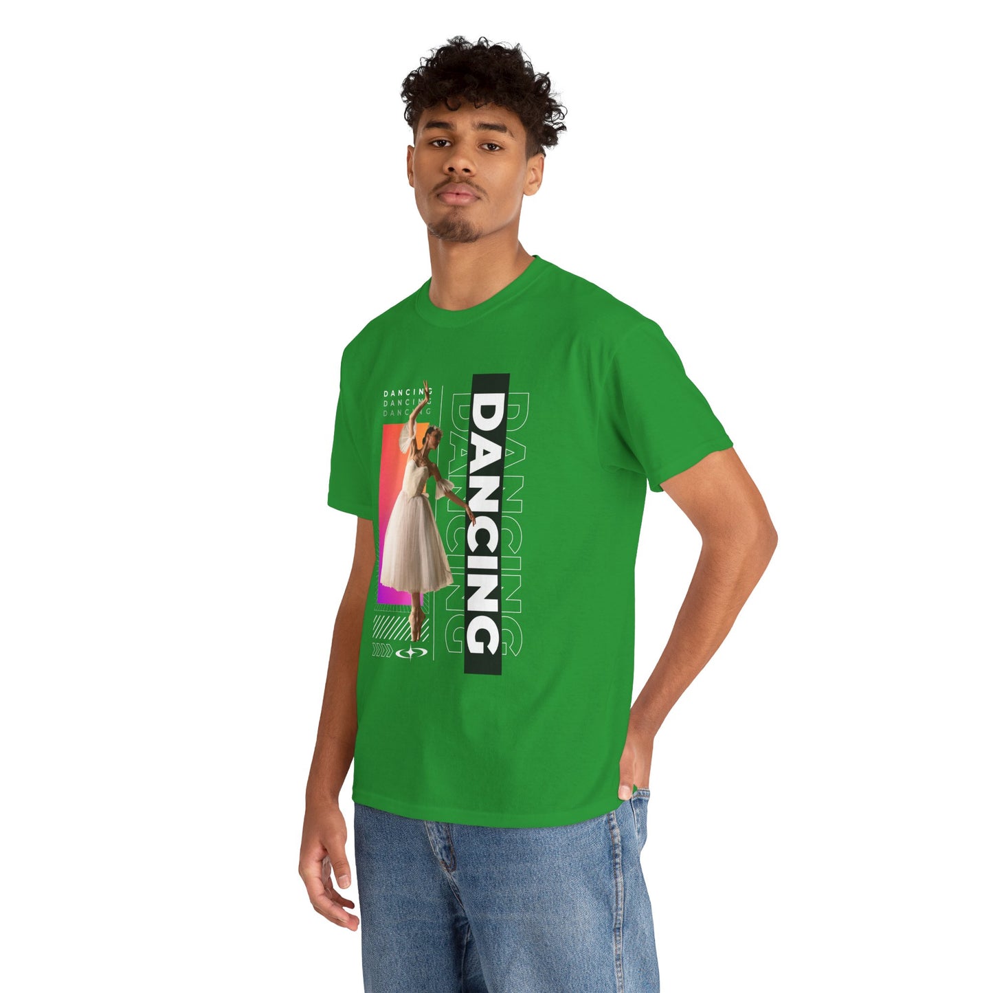 “Dancing” Streetwear-Inspired Female Dancer Unisex Heavy Cotton Tee – Urban Dance Graphic T-Shirt for Performers and Dance Lovers