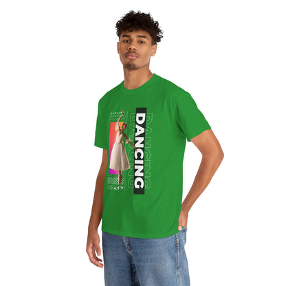 “Dancing” Streetwear-Inspired Female Dancer Unisex Heavy Cotton Tee – Urban Dance Graphic T-Shirt for Performers and Dance Lovers