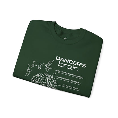 “Dancer’s Brain” Funny Dance Anatomy Sweatshirt – Unisex Heavy Blend Crewneck with Optional Name or Studio Personalization