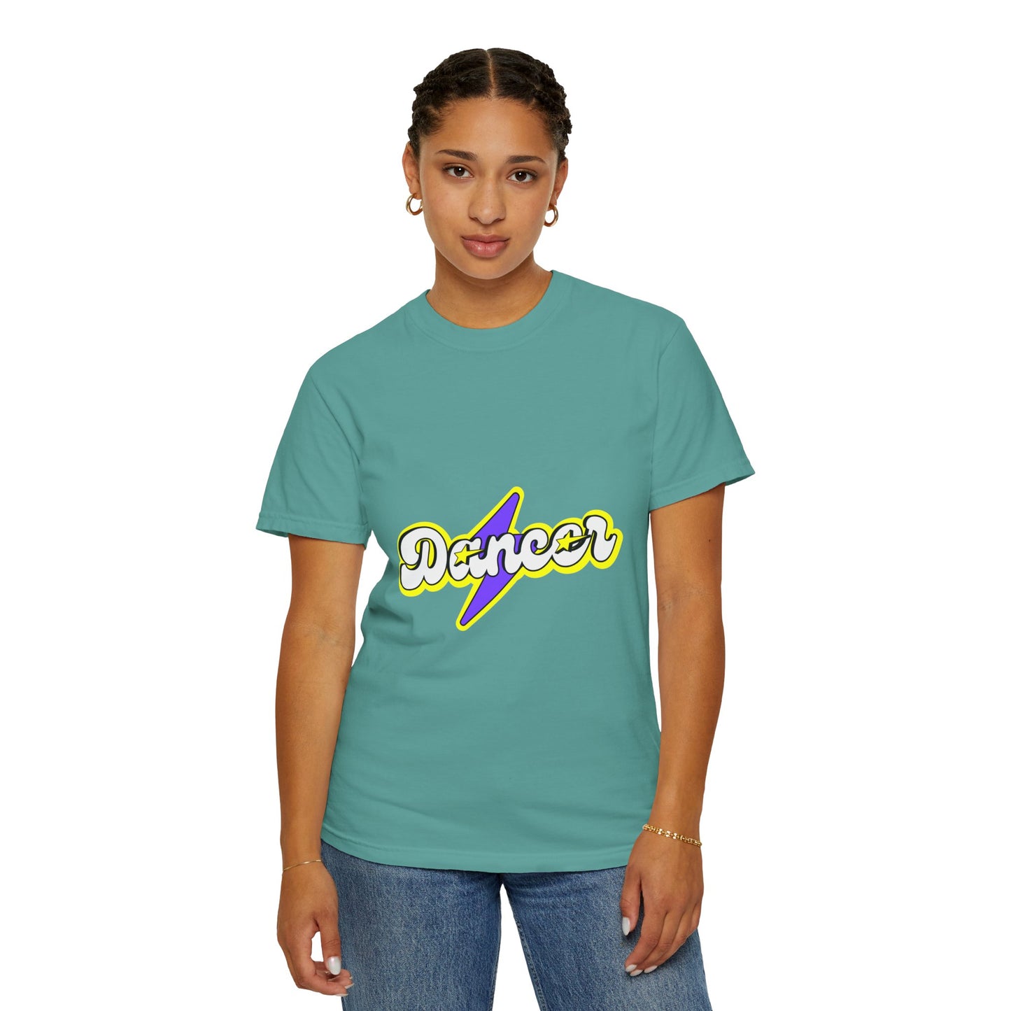 "Dancer" Unisex Garment-Dyed T-Shirt – Superhero-Style Bold Graphic Tee – Dance Power Shirt for Performers & Movers