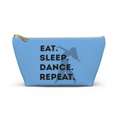 “Eat Sleep Dance Repeat” Makeup Bag – Bold Dancer Graphic – Dance-Themed Zipper Pouch for Cosmetics, Accessories & Travel Essentials