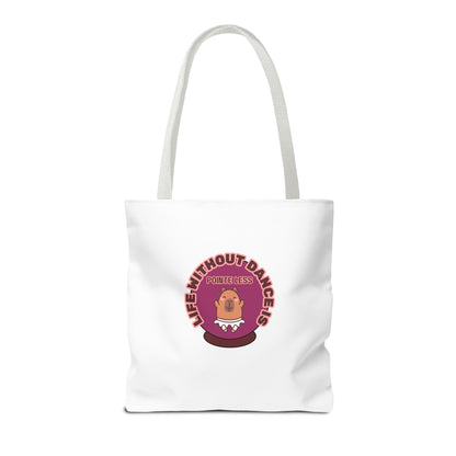"Life Without Dance Is Pointeless" Capybara Canvas Tote Bag – Funny Dance Pun Tote for Dancers & Animal Lovers