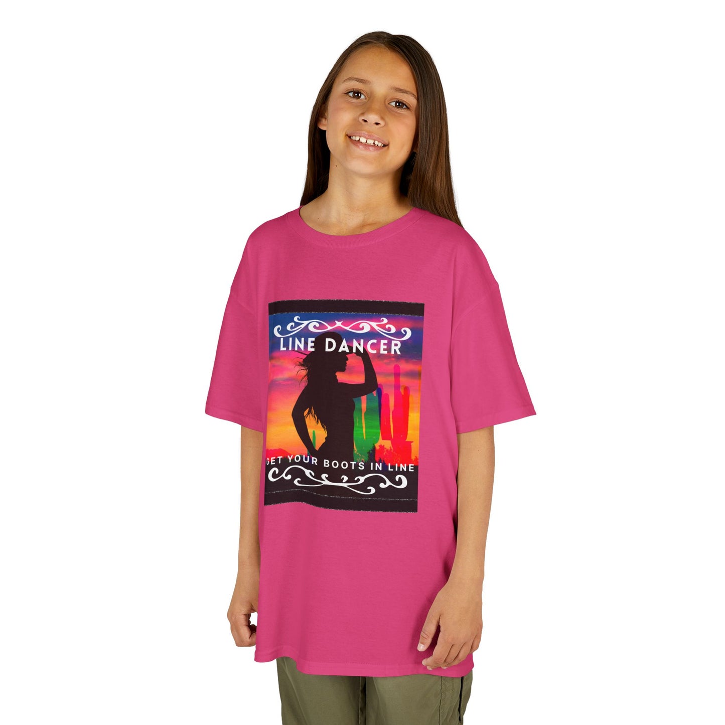 "Line Dancer – Get Your Boots in Line" Youth Short Sleeve Tee – Western-Inspired Country Dance Shirt for Kids