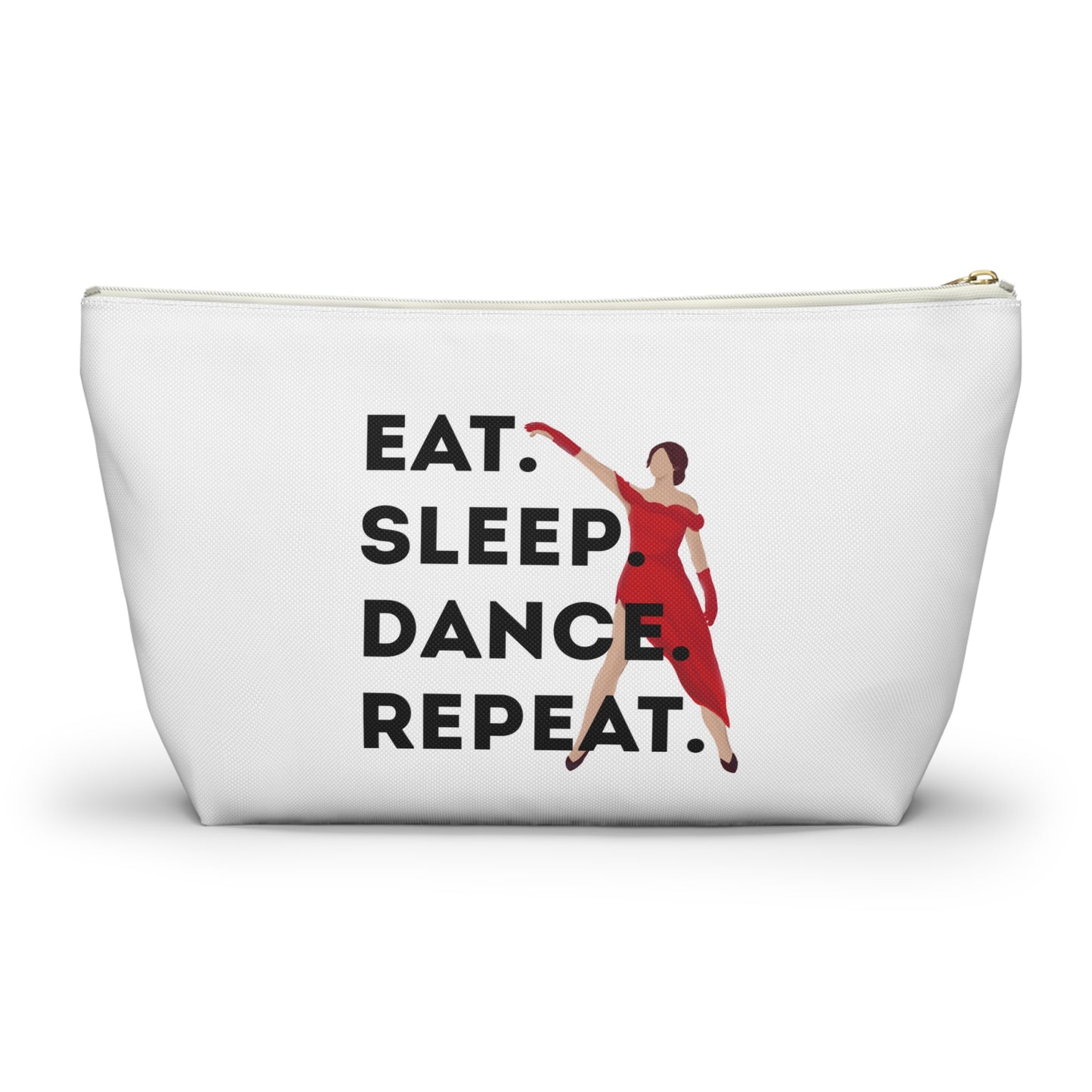 “Eat Sleep Dance Repeat” Makeup Bag – Bold Dancer Graphic – Dance-Themed Zipper Pouch for Cosmetics, Accessories & Travel Essentials