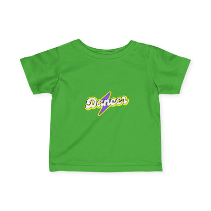 "Dancer" Superhero-Inspired Infant Fine Jersey Tee – Cute Baby Dance T-Shirt with Bold Comic-Style Graphic for Future Dance Heroes