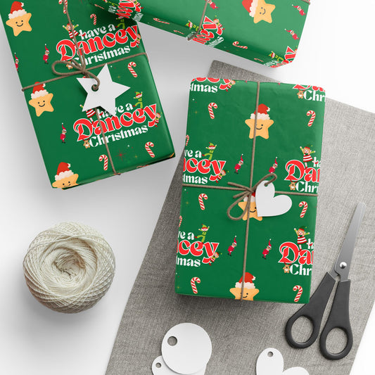 “Have a Dancey Christmas” Wrapping Paper – Festive Holiday Dance Gift Wrap with Ballet & Dance-Themed Design, Perfect for Dancers and Studios