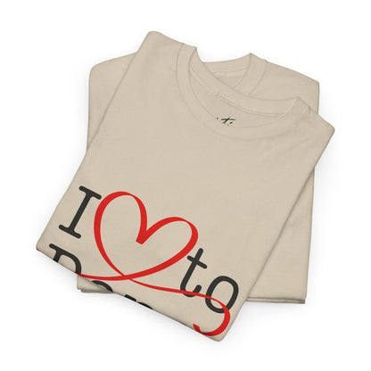"I Love to Dance" Unisex Heavy Cotton Tee – Hand-Drawn Heart Graphic Dance Lover T-Shirt