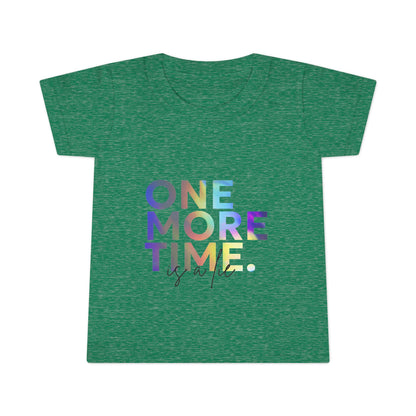 "One More Time Is a Lie" Toddler Dance T-Shirt – Colorful Text-Based Graphic Short Sleeve Tee for Kids