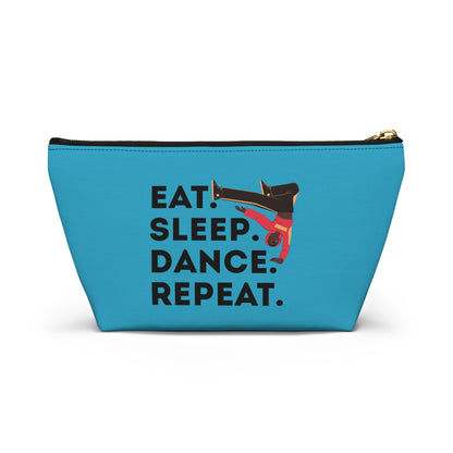 “Eat Sleep Dance Repeat” Makeup Bag – Bold B-Boy Dancer Graphic – Hip Hop Dance-Themed Zipper Pouch for Cosmetics, Accessories & Travel Essentials