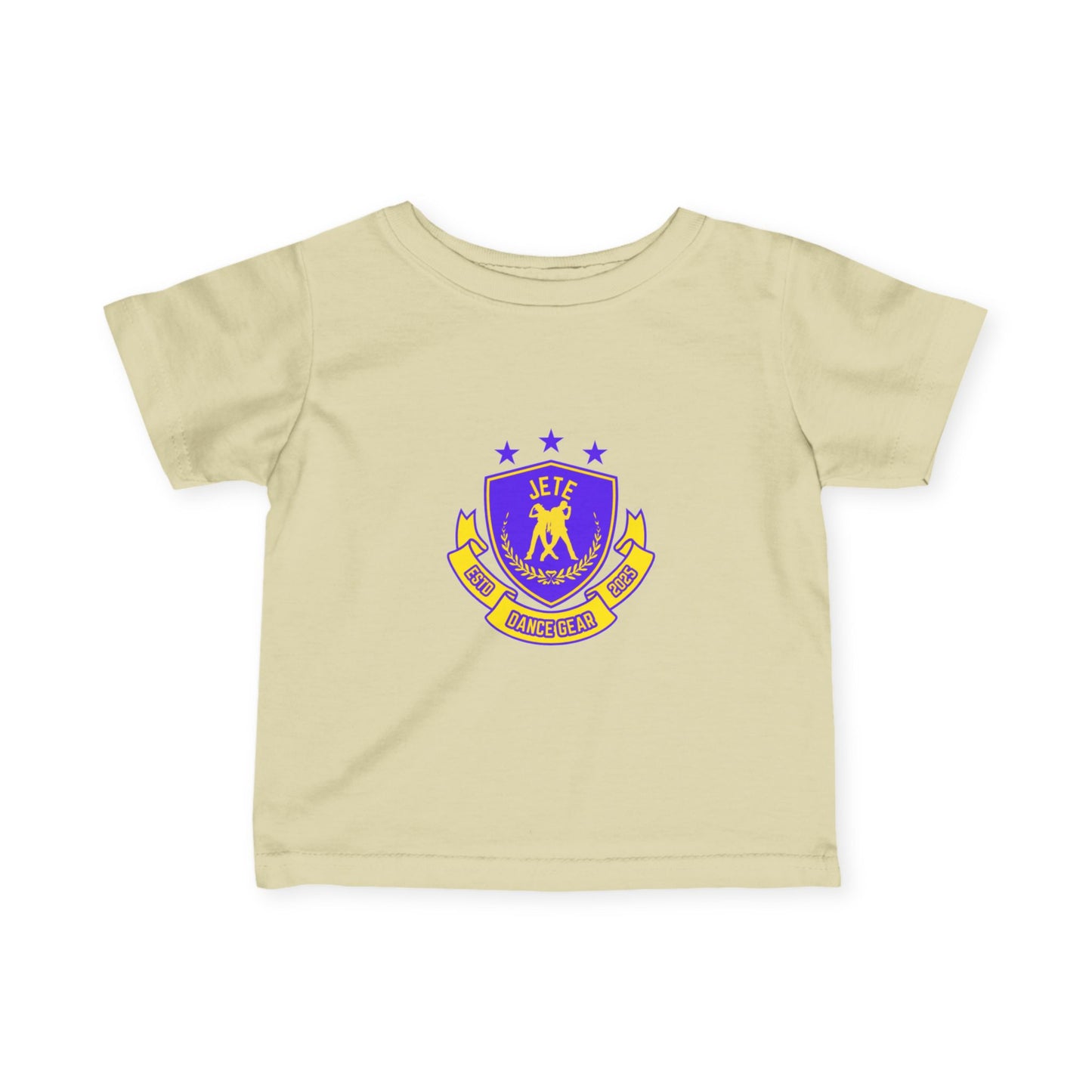 "Jeté Dance Gear" Infant Dance T-Shirt – Collegiate-Inspired Dancer Graphic Short Sleeve Tee for Babies