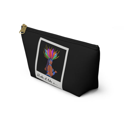 "Shake It Like a..." Makeup Bag – Carnival-Inspired Samba Dancer Graphic – Fun Dance-Themed Zipper Pouch for Cosmetics, Travel & Accessories