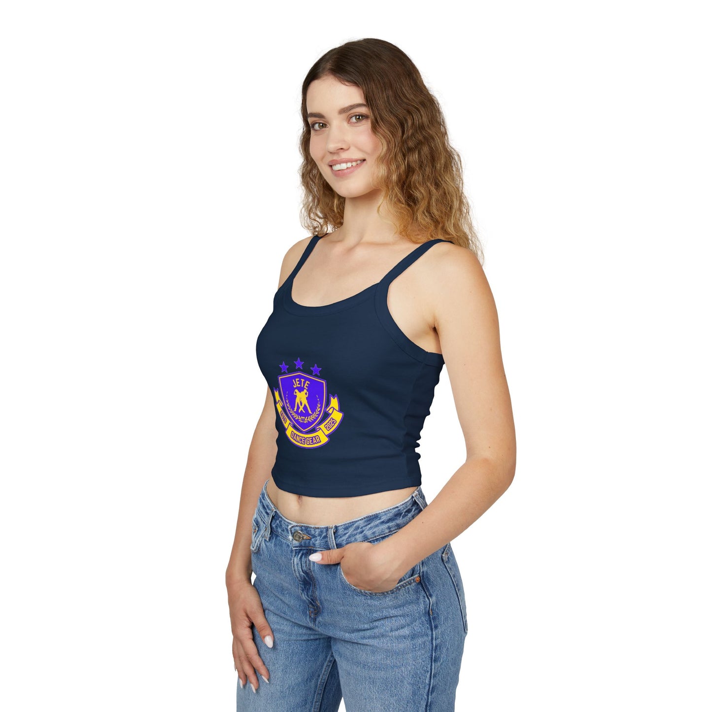 "Jeté Dance Gear" Women’s Spaghetti Strap Tank Top – Collegiate-Inspired Dancer Graphic | Stylish Studio Apparel for Dancers & Performers