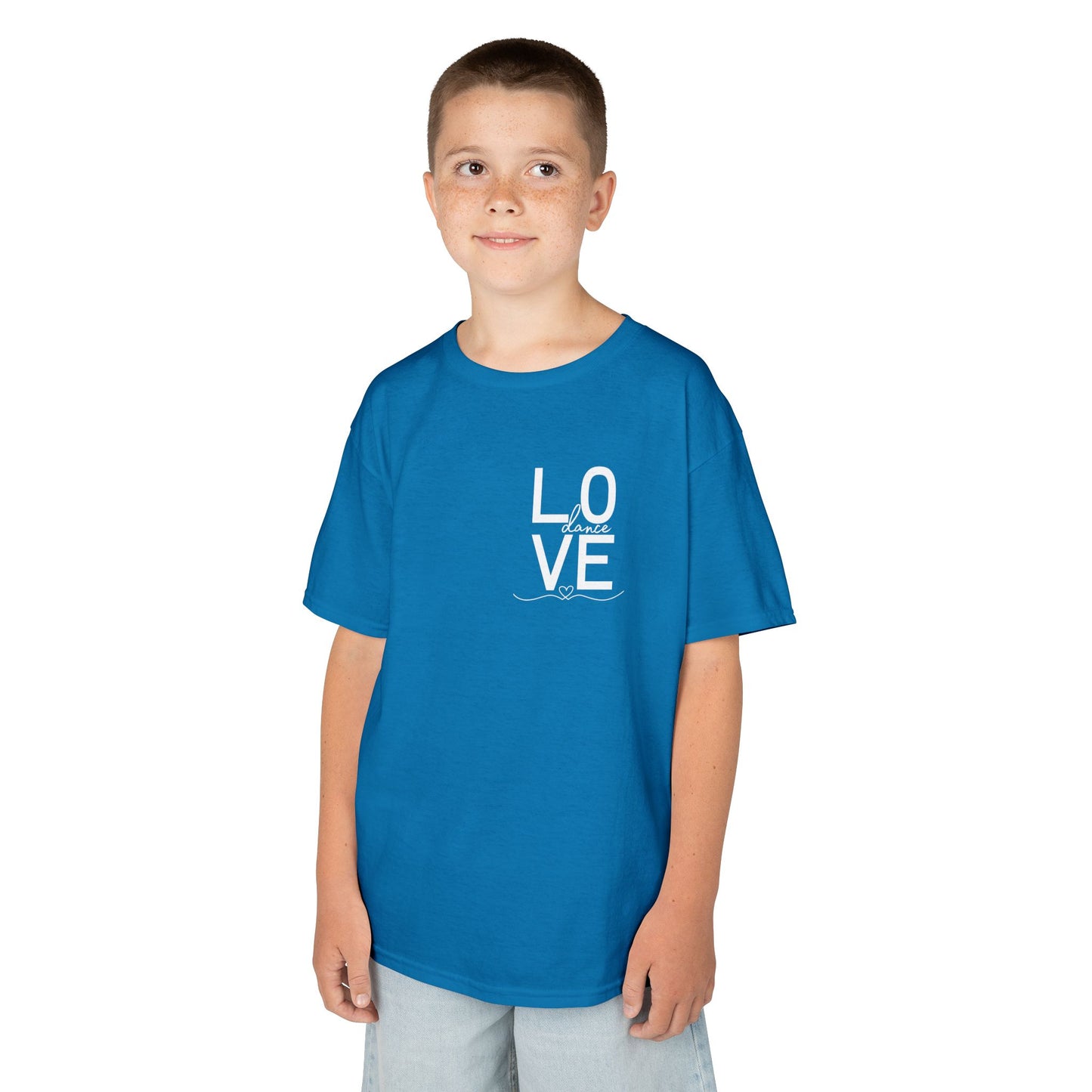"LOVE Dance" Youth Short Sleeve Tee – Script Letter Graphic Dance Lover T-Shirt