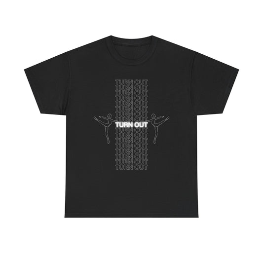 "Turn Out" Ballerina Graphic Unisex Heavy Cotton Tee – Ballet Dance T-Shirt for Dancers & Dance Enthusiasts