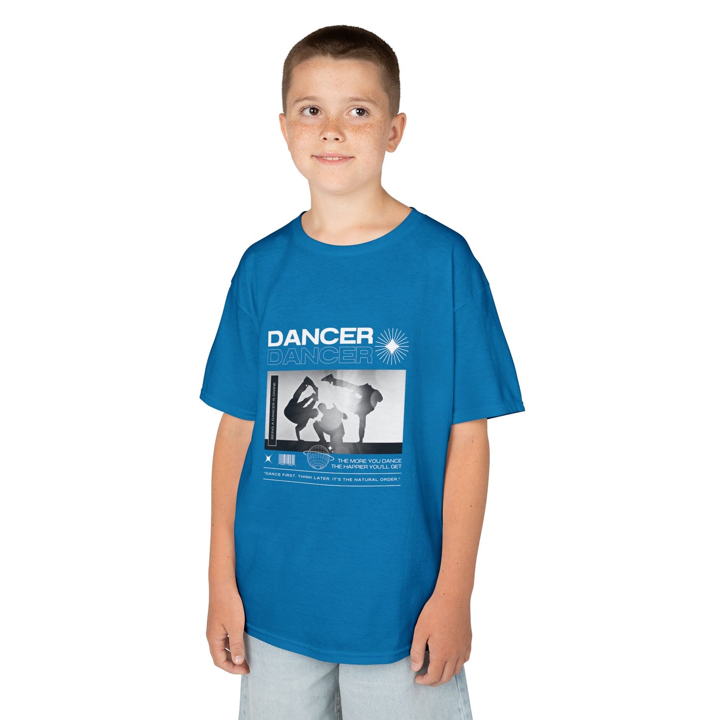 "Dancer" Youth Short Sleeve Tee – Streetwear-Style Breakdancer Graphic Hip Hop Dance Kids T-Shirt