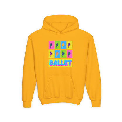 “Ballet” Pop Art Inspired Design with Ballet Dancer Graphics | Streetwear Ballet Hoodie for Kids & Young Dance Enthusiasts | Unisex Youth Hoodie