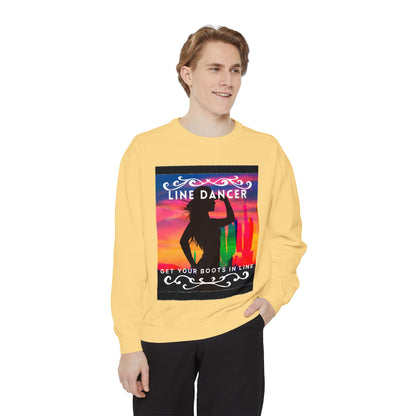 "Line Dancer, Get Your Boots in Line" Unisex Lightweight Crewneck Sweatshirt – Western Dance Graphic Pullover for Country Music & Boot Scootin’ Fans