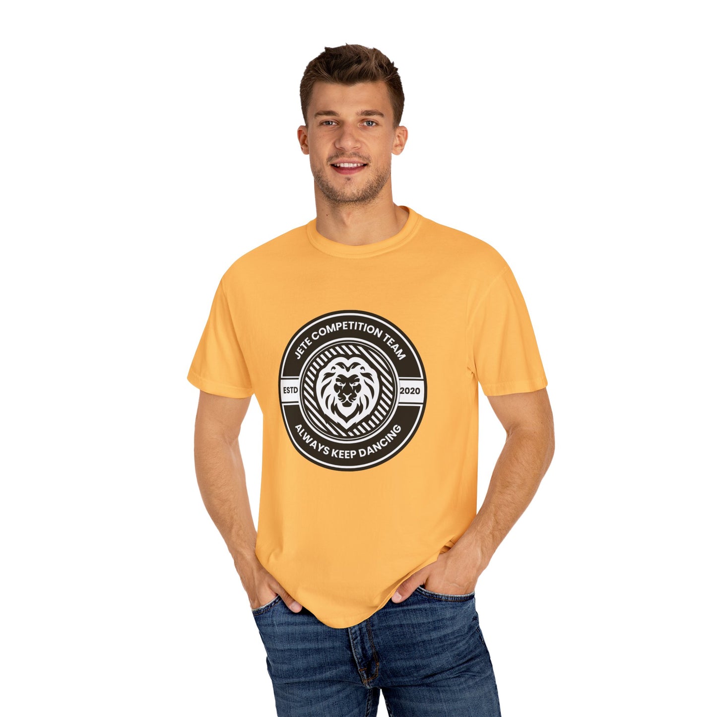 "Jeté Competition Team,  Always Keep Dancing" Unisex Garment-Dyed T-Shirt – Collegiate-Style Dance Graphic Tee – Shirt for Dancers & Teams