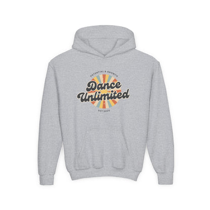 "Dance Unlimited - Potential & Growth" Youth Hooded Sweatshirt – Retro Dance Graphic Hoodie for Kids and Teens
