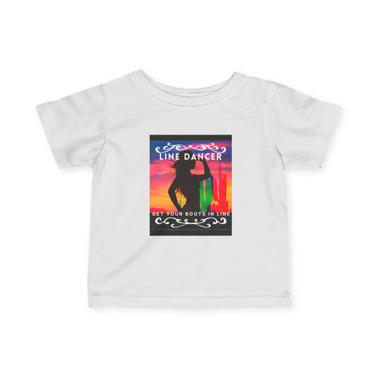 "Line Dancer, Get Your Boots in Line" Western-Inspired Graphic – Infant Fine Jersey Dance Tee