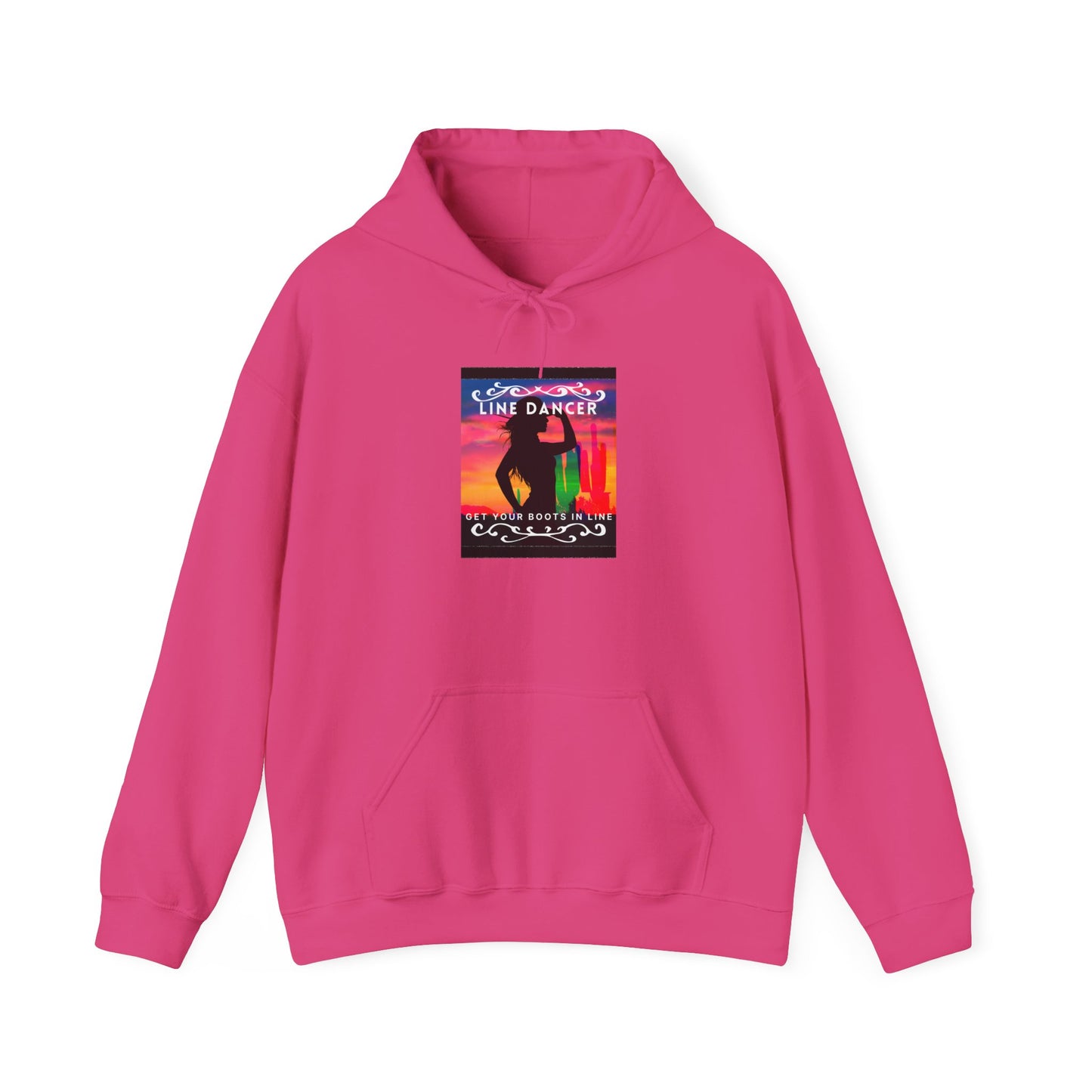 "Line Dancer, Get Your Boots in Line" Western-Inspired Graphic – Unisex Heavy Blend™ Hooded Sweatshirt