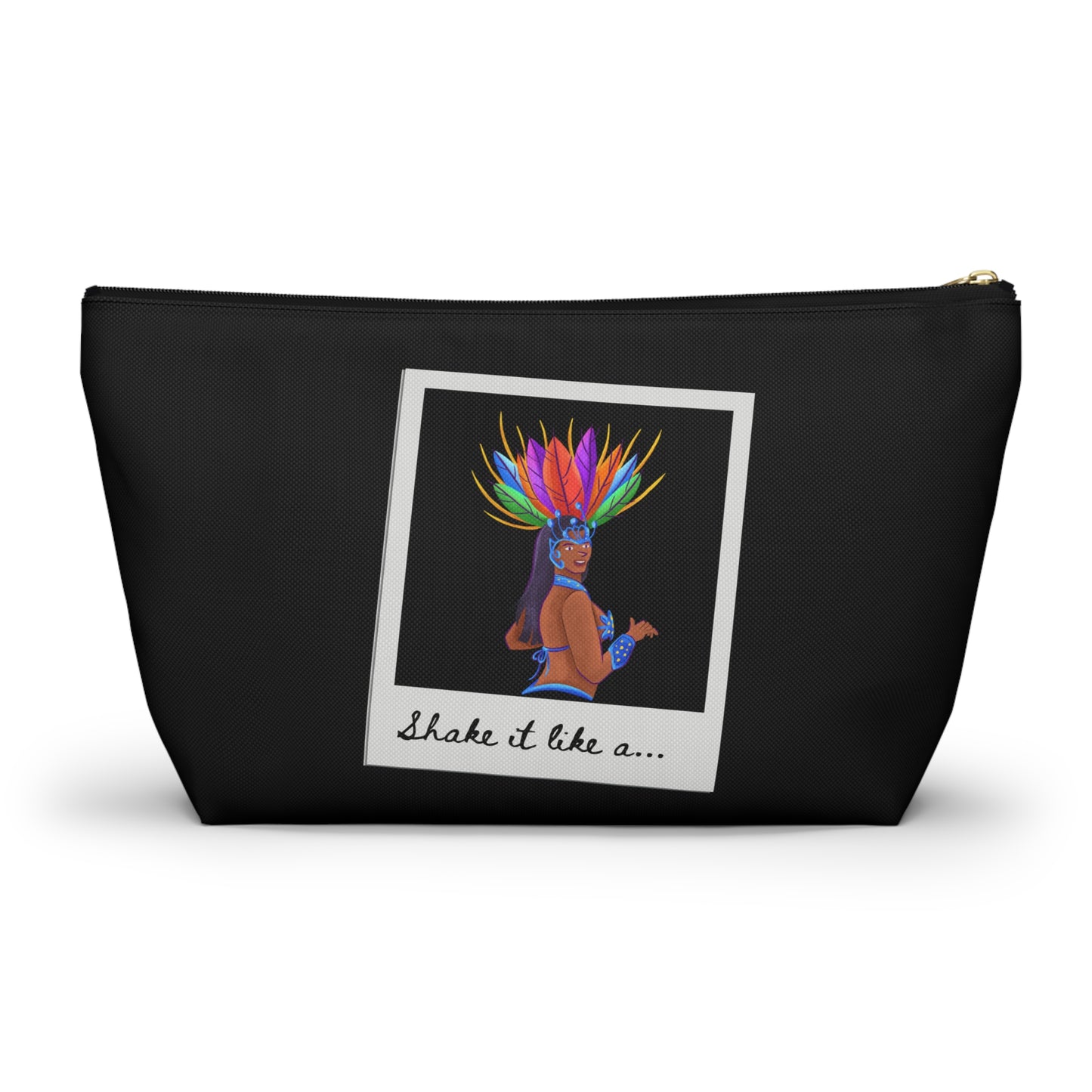 "Shake It Like a..." Makeup Bag – Carnival-Inspired Samba Dancer Graphic – Fun Dance-Themed Zipper Pouch for Cosmetics, Travel & Accessories