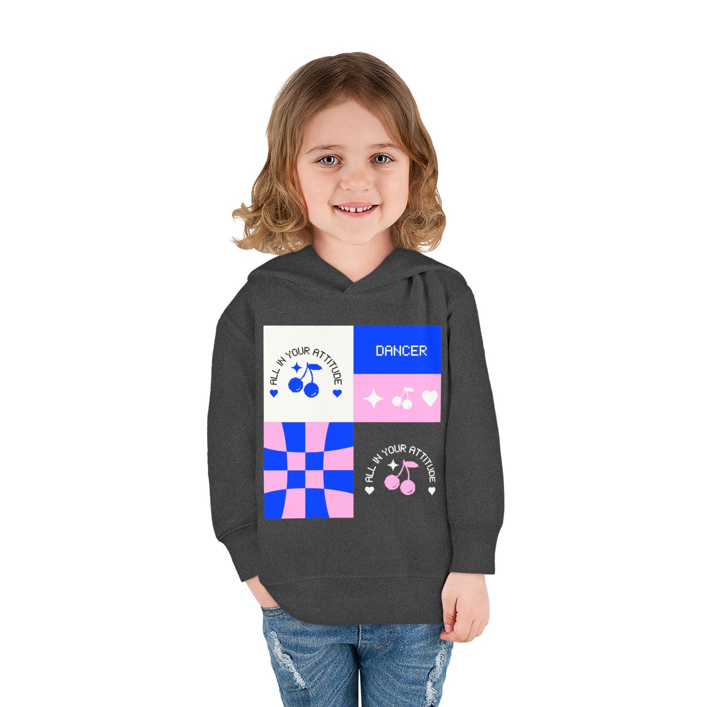 "Dancer – All in Your Attitude" Toddler Pullover Hoodie – Retro Dance Graphic Fleece Sweatshirt for Kids
