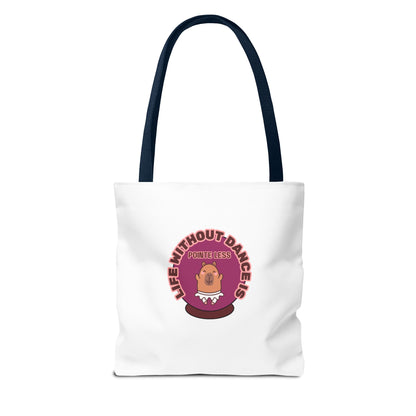 "Life Without Dance Is Pointeless" Capybara Canvas Tote Bag – Funny Dance Pun Tote for Dancers & Animal Lovers