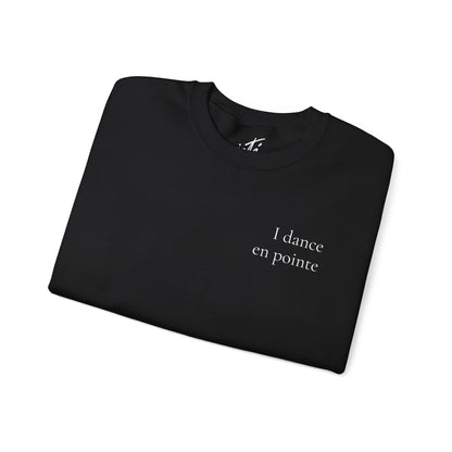 “I Dance en Pointe” - Optional Personalized Sleeve - Ballet Unisex Heavy Blend™ Crewneck Sweatshirt with Front and Back Print