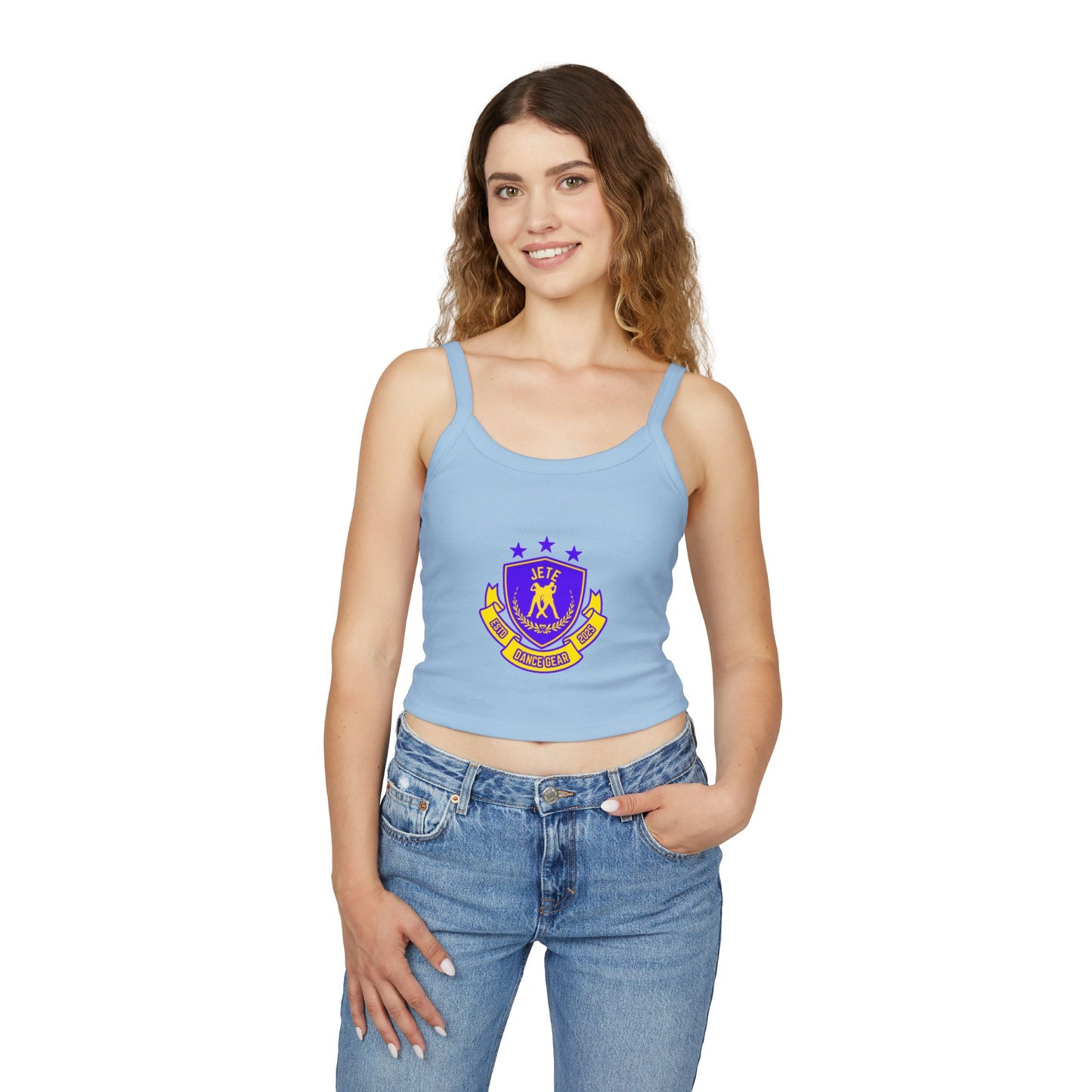 "Jeté Dance Gear" Women’s Spaghetti Strap Tank Top – Collegiate-Inspired Dancer Graphic | Stylish Studio Apparel for Dancers & Performers
